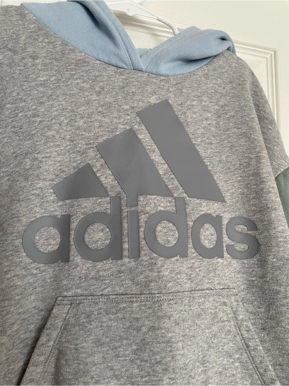 adidas Girls Medium Colorblock Hoodie Pink, Blue, Green & Grey Pullover Hoodie